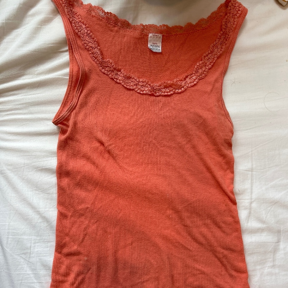 🧡orange lace trim tank🧡